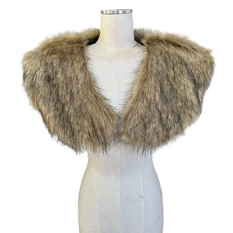 Medieval Viking Fur Cape Shawl Faux Fur Collar Shoulder Cloak Retro Warrior Knight Hunter Pirate Halloween Cosplay Costume