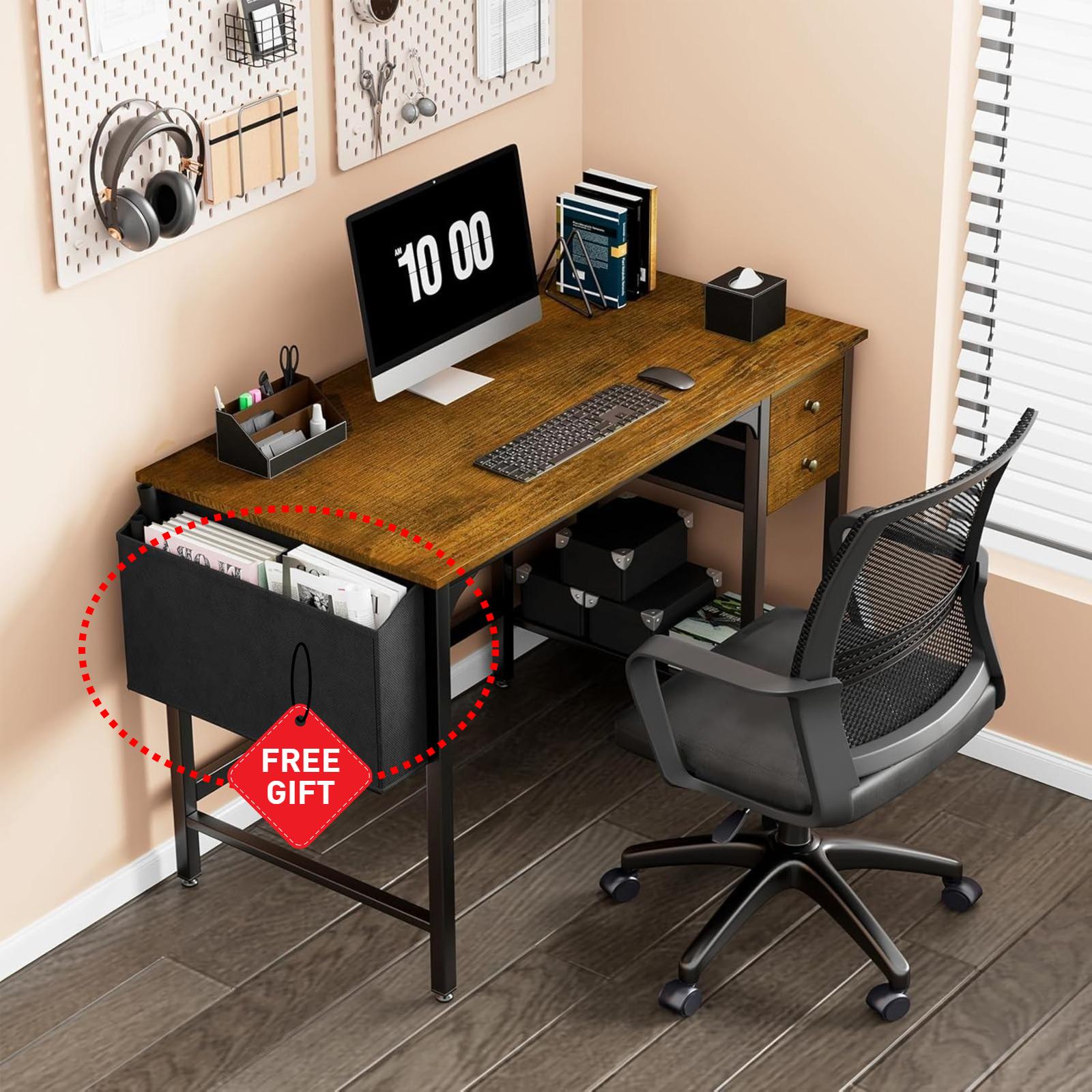 Lufeiya Computer Desk with Drawers - 40 Inch Work Reversible Small Desk ...