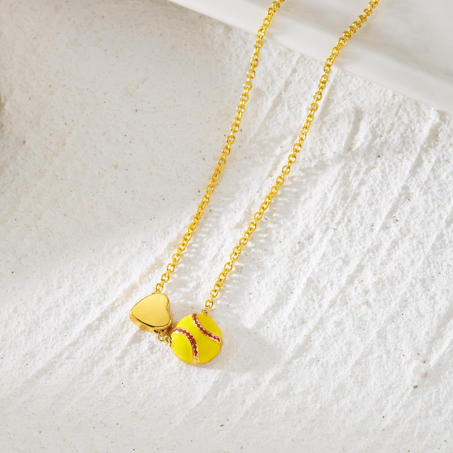 Minimalist Sports Alloy Heart Basketball Volleyball Pendant Necklace, Daily Wear Versatile Paper Card Chain, Fashionable Accessory