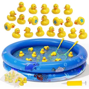 [Summer essentials]Duck Matching Game Toys for Kids - 20 Plastic Ducks with Numbers,34" x 7" Kiddie Pool | Storage Bag, 2 Nets - Fun Memory Games - Water Outdoor Game for Children,Preschoolers,Birthday Party CarnivalGift