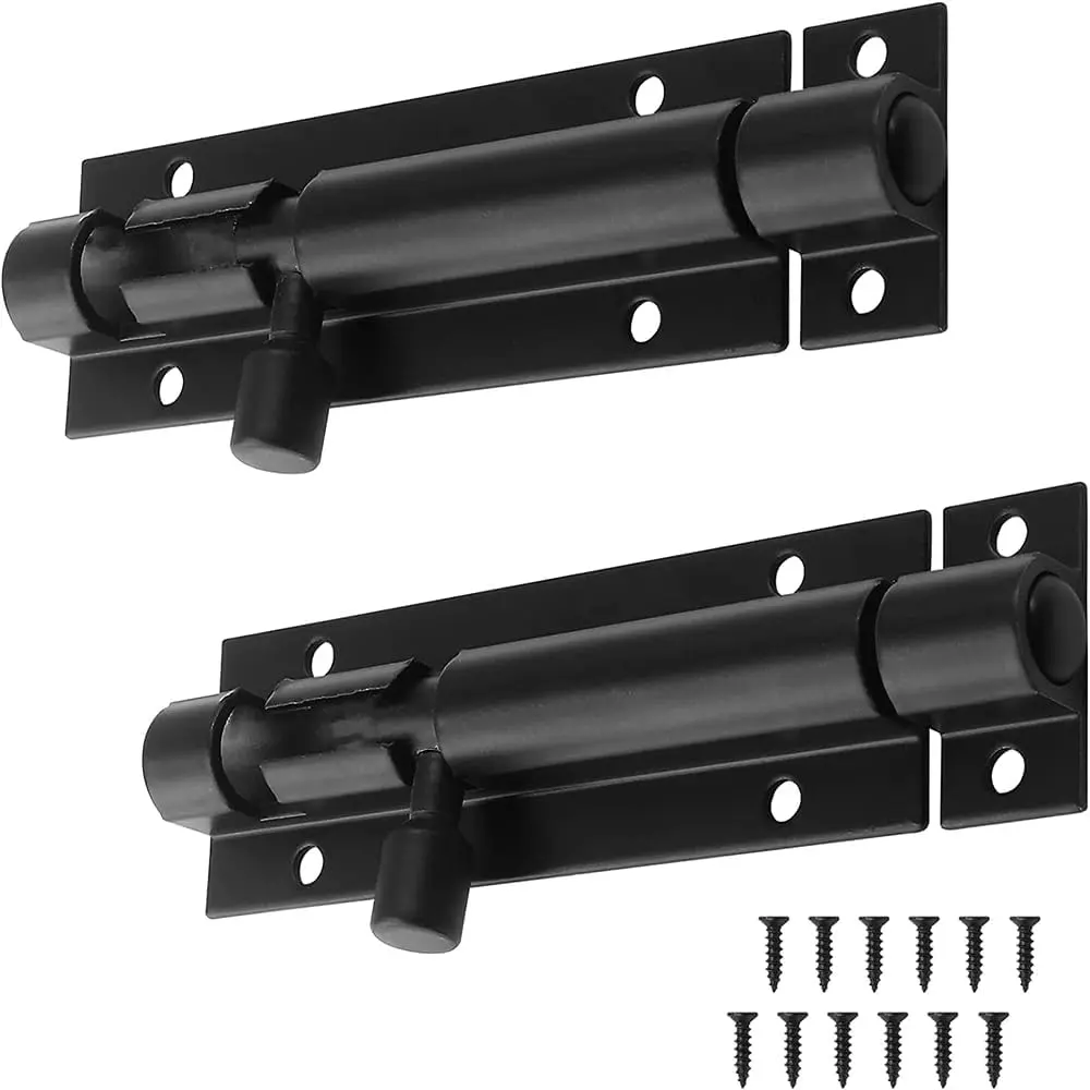 2 Pack 3 Inch Barrel Bolt Lock, Heavy Duty Slide Latch Lock,  Sliding Latch Lock, Door Latch Lock Slide Bolt, Black