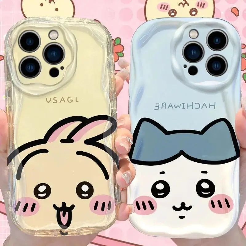 Cute C-Chiikawas Phone Case For iphone 17 16 15 14 13 12 11 17Air Plus Pro Promax 3D Wave Soft TPU Back Cover
