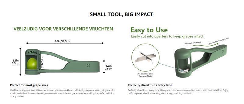 Safe Toddler Grape Cutter for Ages 1-3, Stainless Steel Fruit Slicer for Grapes, Cherry Tomatoes & Blueberries, Lightweight Baby Food Prep Tool for Salads & Snacks