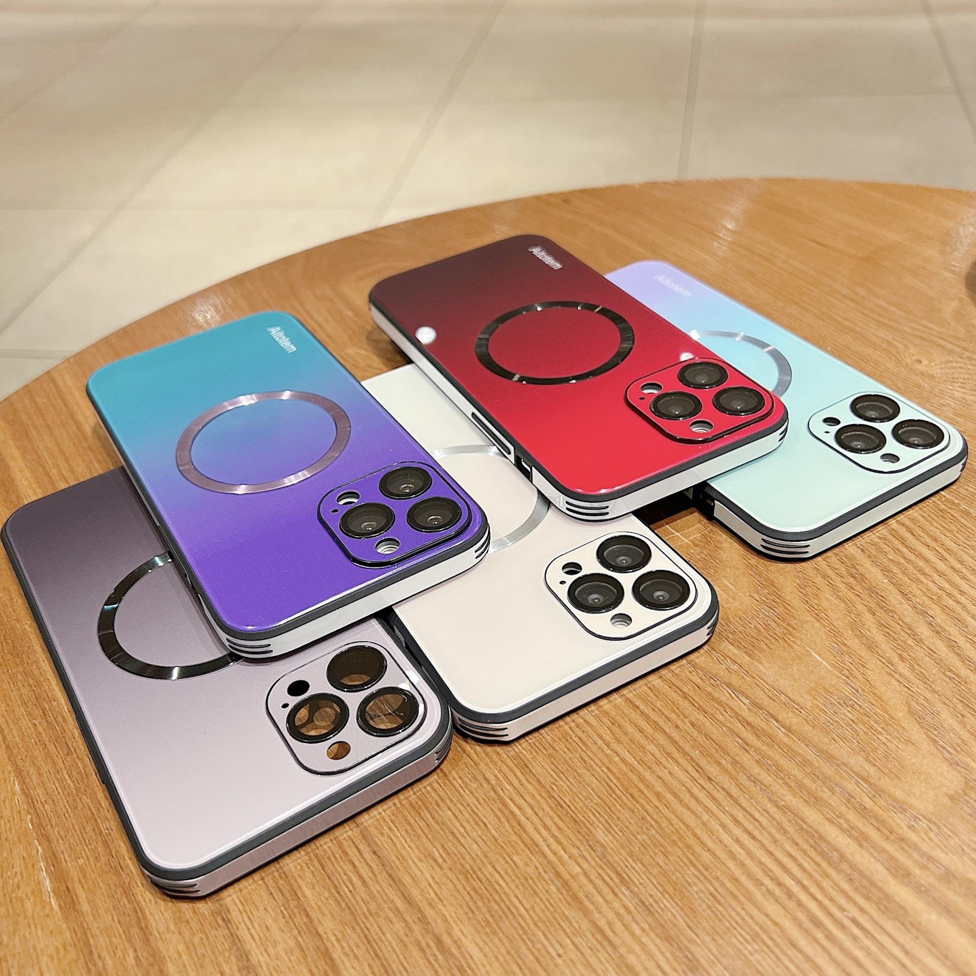 Case for iPhone 17 Pro Max iPhone Air 16 15 14 13 12 11 Pro Max Case, Support for Magsafe, Magnetic Wireless Charger Case, Gradient Glass Back Cover with Full Camera Lens Protector Cover