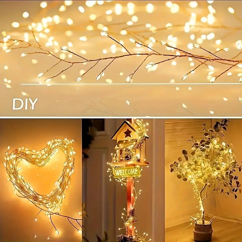Warm White Light 100led/50led Firework String Lights, USB Powered Copper Wire, Indoor Decorative Party Christmas Tree Thanksgiving Decorations