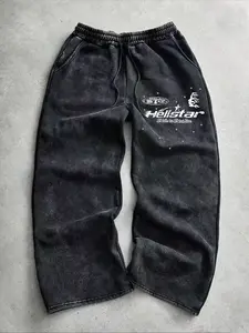 Men's Vintage Washed Tie-Dye Flame Letter Star Casual Pants, Fall Winter New Fashion Trendy Versatile Sports Sweatpants, Straight Leg