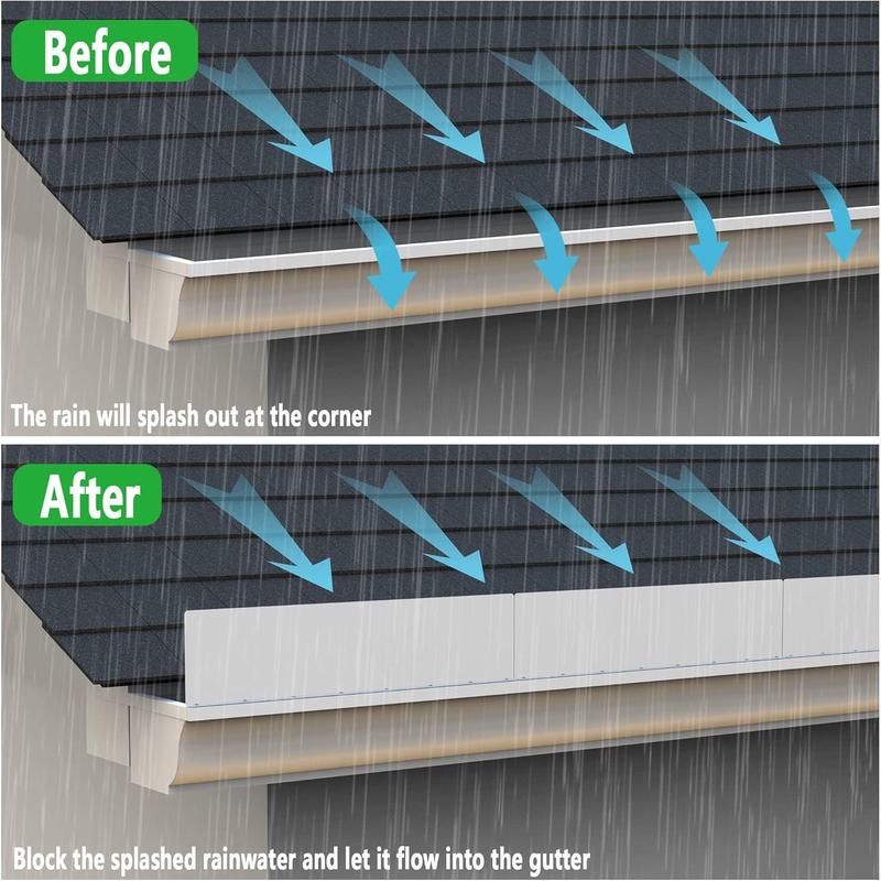 4 count Gutter Valley Splash Guard,Straight Rain Diverter Roofing Gutter Guards,Rain Drip Gutter Guard for House Shingle Roofs Corner (4)