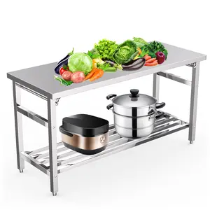 60" Stainless Steel Work Table with Adjustable Undershelf Collapsible Commercial Prep Table Heavy Duty Folding Metal Utility Table Workstation for Office Garage Kitchen Workshop Bar Warehouse 920lbs Capacity Anti-Rust