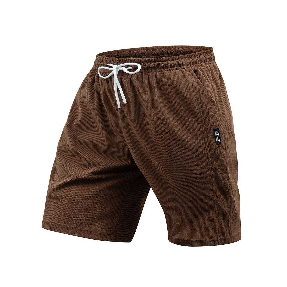 Elite Corduroy Core Mens Timeless Casual Shorts with Minimalist Woven Label Emblem and Soft Textured Fabric for Casual Social Gatherings and Post-Work Relaxation