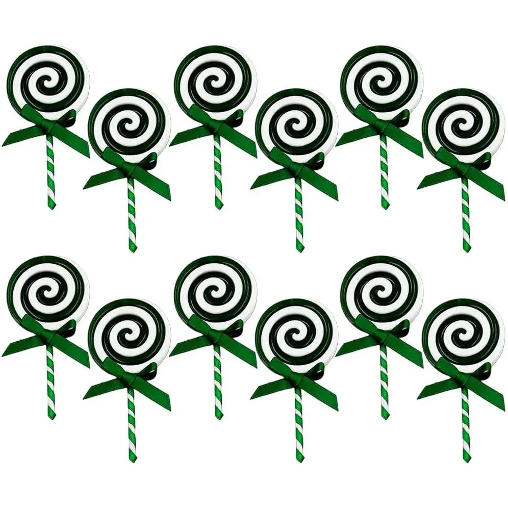 12 count Christmas Candy Cane Plastic Candy Decorations Peppermint Ornaments for Christmas Tree Candy  Craft Decor for Halloween Xmas Thanksgiving  Party Supplies (Green)
