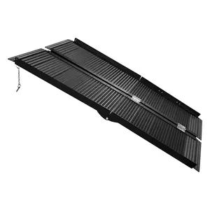Portable Wheelchair Ramp, Non-Slip Aluminum Handicap Ramp for Wheelchairs, Home Steps, Threshold, Doorways, Stairs, Weight Capacity Up to 800Lb, Folding Design, Black