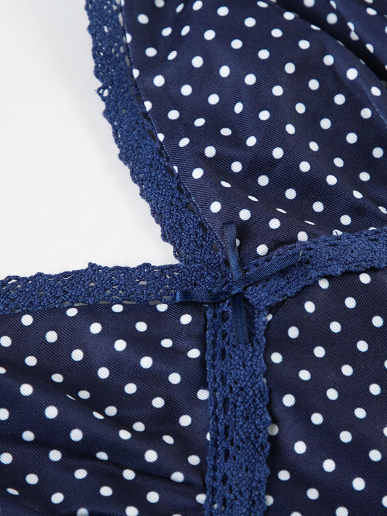 Women's Polka Dot Print Lace Trim Crop Cami Top, Casual Spaghetti Strap Top for Summer, Fashion Women's Top for Daily Wear, Charming Polka Dots, Elegant Casual Top, Casual Style Camisole, Womenswear