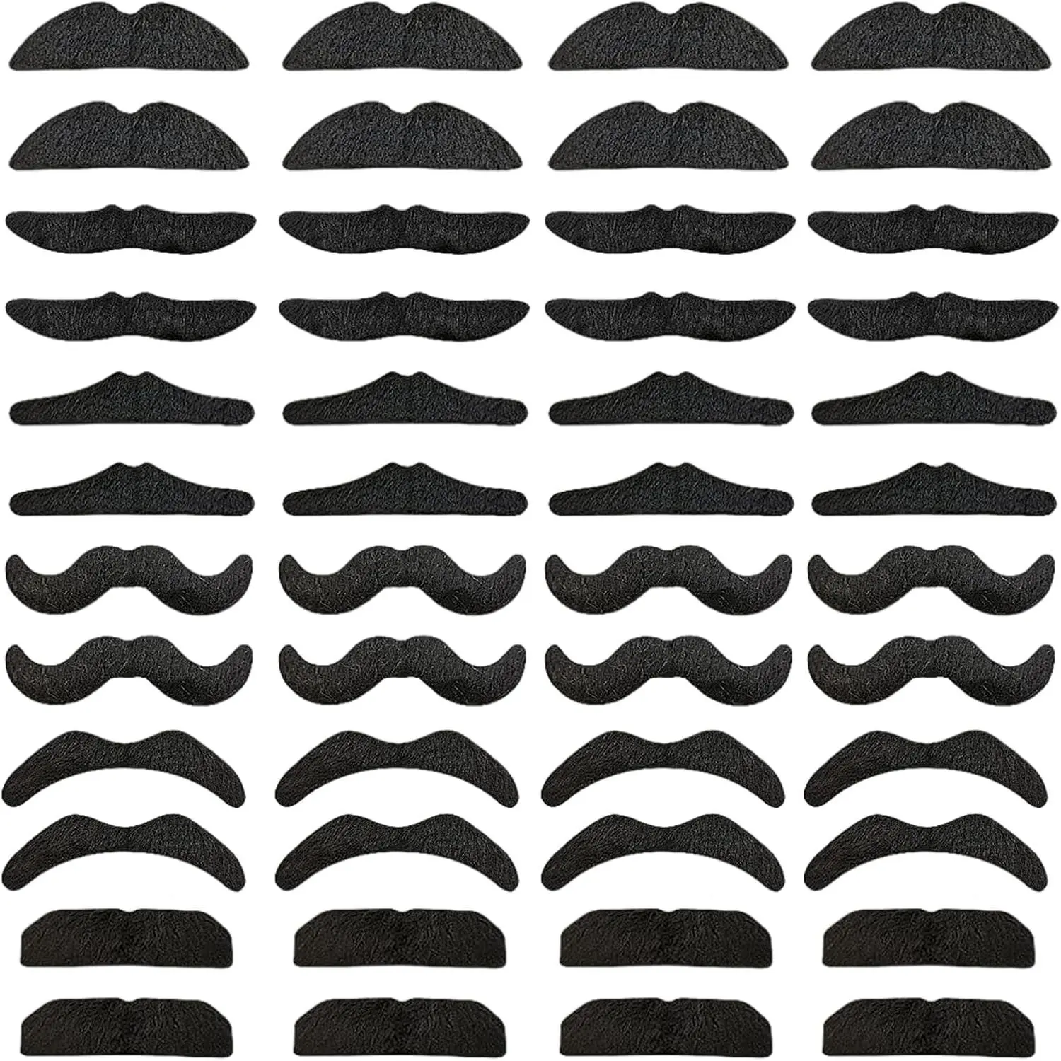 48 pcs Novelty Fake Artificial Mustaches for Birthday, Halloween, Masquerade Party, Black