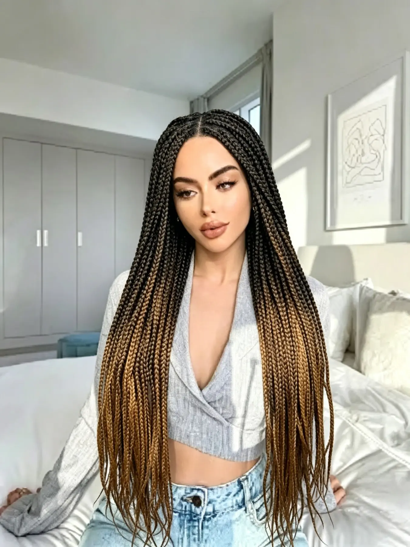 Box Braided Wig for Women, Square Knotless Full Double Lace, Glueless Braid Wigs with Baby Hair, African American Women Hairstyles