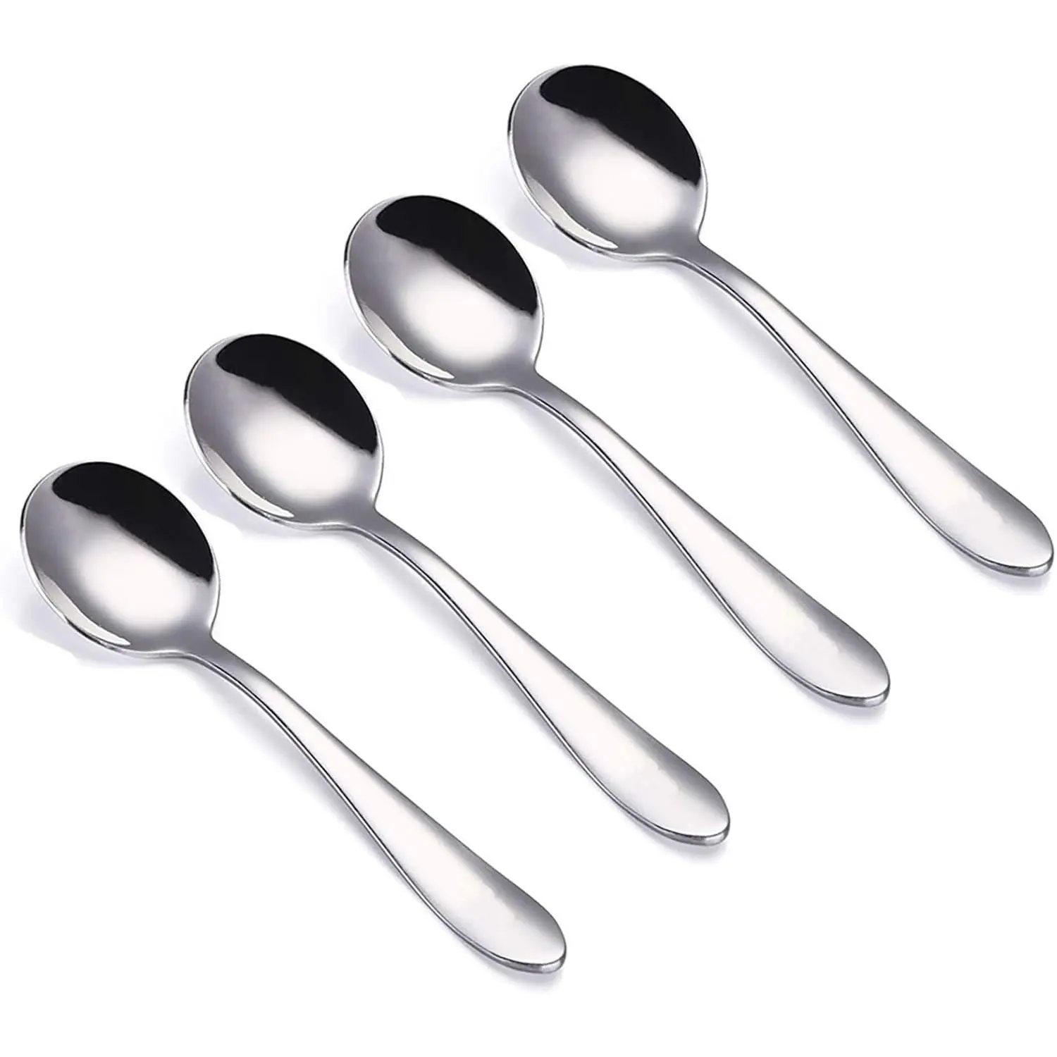 4-  Spoons Round Stainless Steel  Dinner Spoons   Cutlery Set 5.8-inch (4 round spoons)