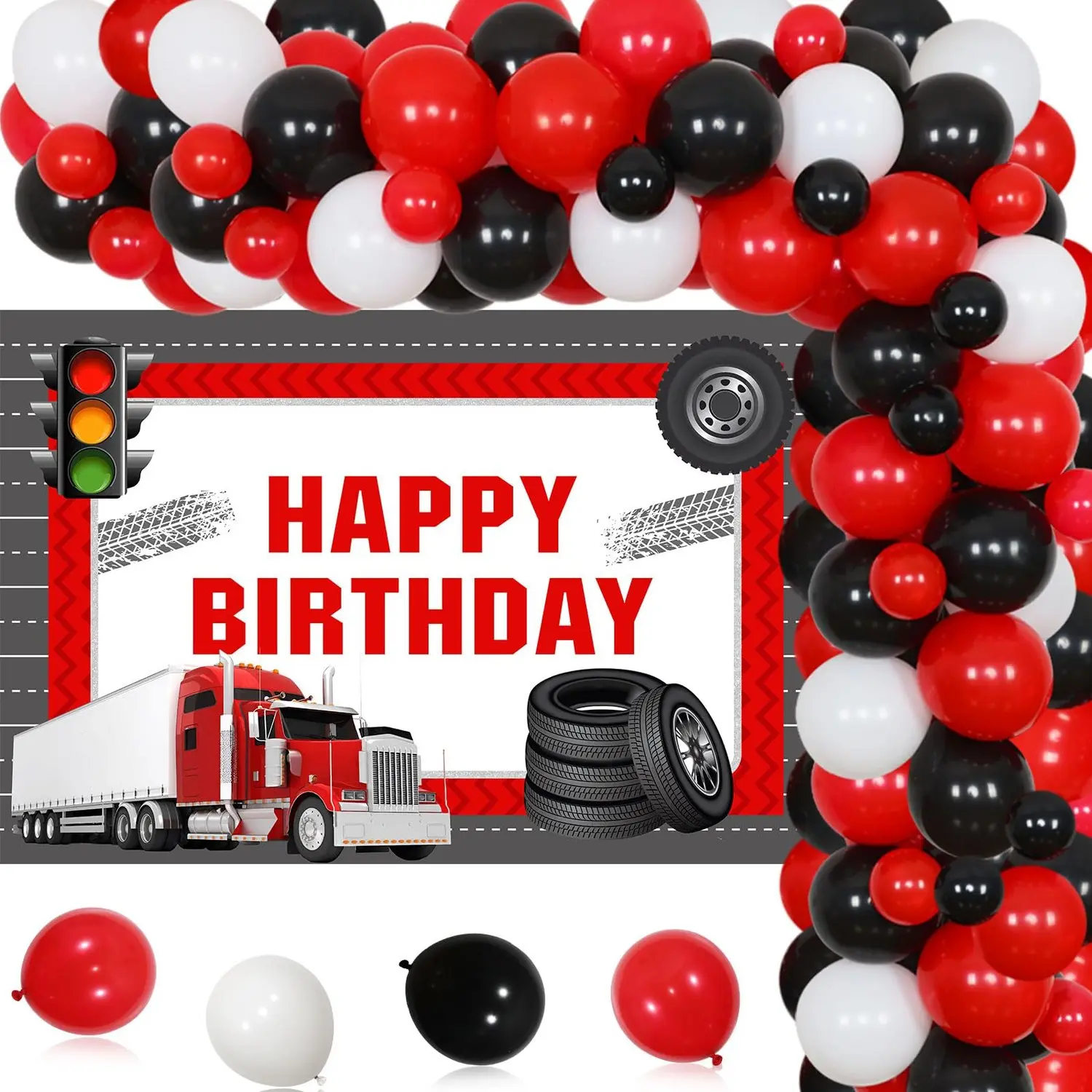 1Set Construction Truck Birthday Party Decorations Semi Truck Happy Birthday for Boy and Girl Truck Balloons Garland Truck Theme Birthday Party Supplies 1anniversary 2anniversary 3anniversary