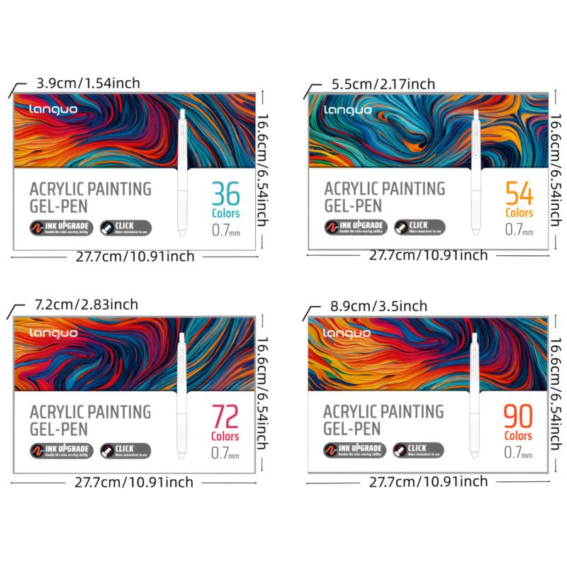 36/54/72/90 Colors Acrylic Painting Gel Pen,Retractable 0.7mm Tip,Rich Color Large Capacity Ink Pens,Art Supplie,For Diary,Card,DIY,Coloring, Doodling, Stackable colors, Clip Acrylic Gel Pen, Crafts Art Supplies, Acrylic Markers