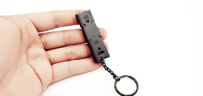 Survival whistle, double-barreled blast whistle Outdoor rescue whistle Stainless steel high-frequency earthquake rescue whistle high decibel