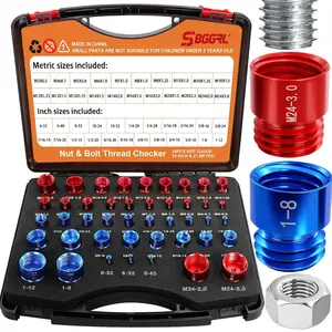 44 count Thread Gauge SAE and Metric, Nut and Bolt Thread Screw Checker Tool Set,  Standard Inch & Metric Hole Sizing Measuring for  Identify and Verify with Storage Case