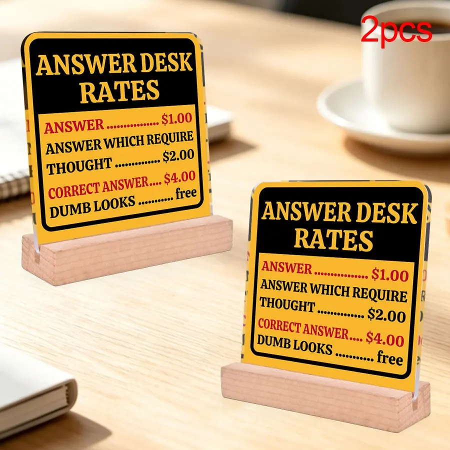 2pcs Funny Office Gifts, "Answer Desk Rates" Acrylic Desktop Decor Sign, Acrylic Decoration Sign, Office Gifts for Colleagues and Bosses, Team Appreciation Gifts, Boss'S Day Gifts, Gifts For Women, Office Decor, Home Decor