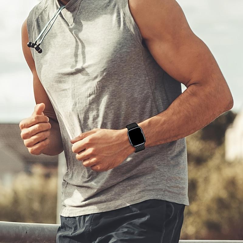 Apple Watch Braided Nylon Strap – Double Ring Elastic Sports Wristband with Metal Snap, Fits 38–49mm, Series 1–10, SE, Ultra / Ultra 2, Unisex