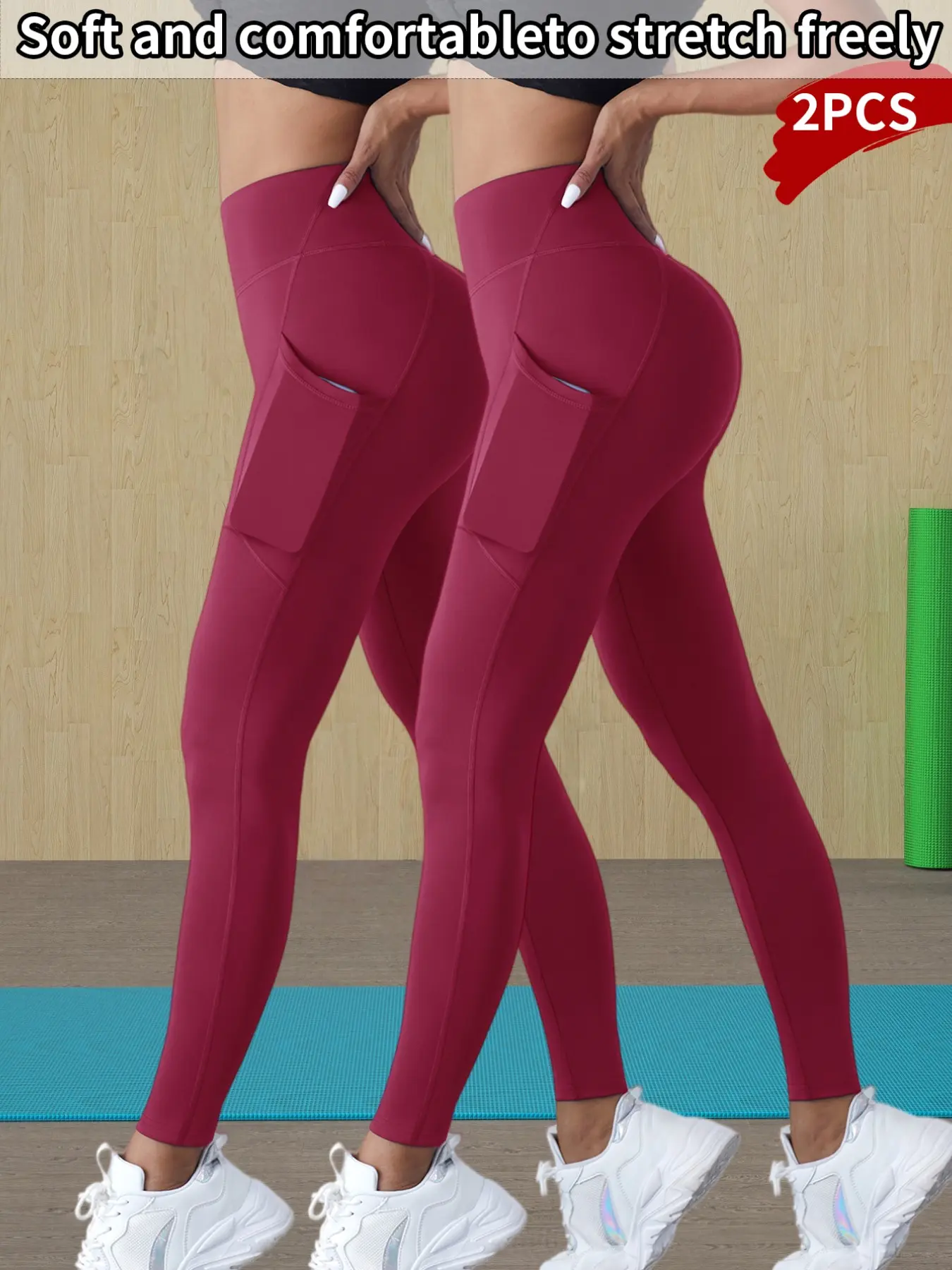 2pcs Women's Yoga Pants, High Elasticity, No Restriction, High Waist, Butt Lifting, Honeycomb Design, Fitness, Running, Cycling, Slimming, High Stretch Leggings, Fitness Training Pants