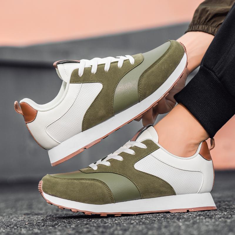 Comfortable green sneakers suitable for men's daily wear, with white accents