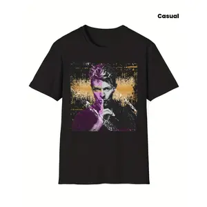 Men's Vintage Music Icon T-Shirt - Retro Emblem Tee, Casual Short Sleeve Crew Neck, Classic Bowie Design, Perfect for All Seasons - Excellent Gift for Your Boyfriend, New Collectible Clothing, Unisex, Collectible T-Shirt