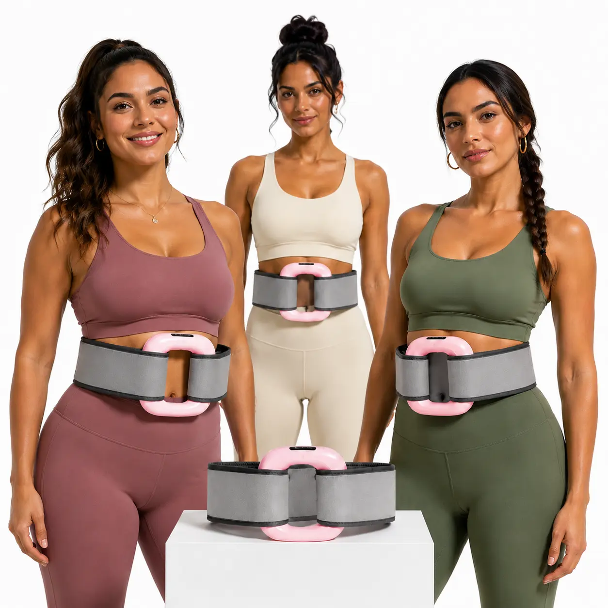 2026 New Upgraded Mini Unisex Cordless Fascia Ring Massager, Adjustable Strap Fits Up to 55in Waist, Portable Vibration Muscle Recovery Device for Waist & Back, Waist Abdomen Vibration Trainer, Ideal Gift for Parents, Summer Relax Essential