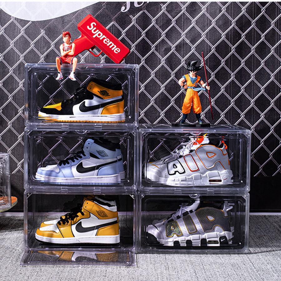 High Transparent Pet Shoe Storage Box, Stackable Sneaker Display Case, Thickened Plastic Shoe Organizer for Home & Collection