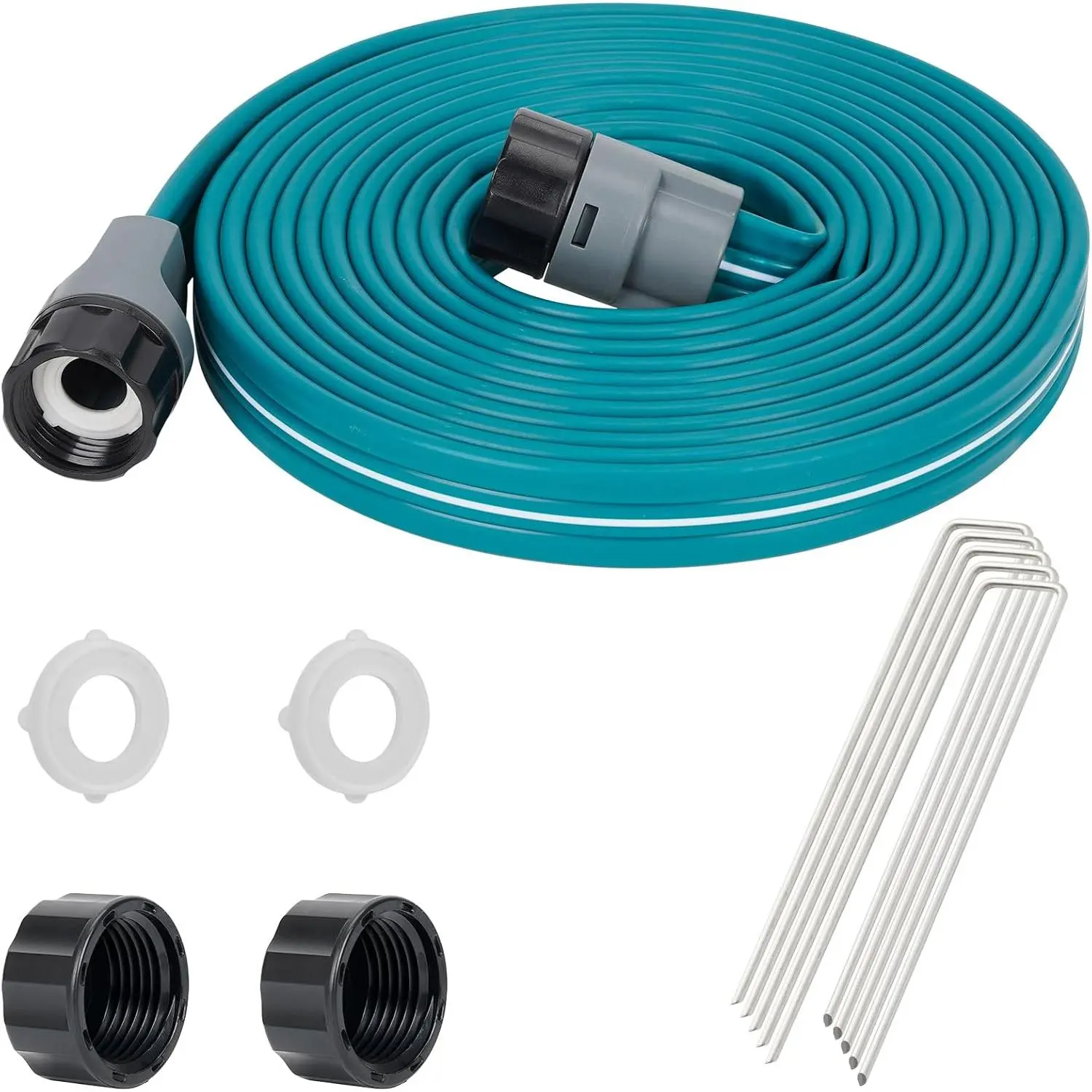 Sprinkler Soaker Hose 15 ft for Garden Lawn Watering Hose with Stakes