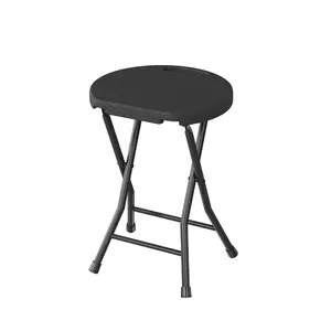 18 Inch Backless Folding Reception Stool, Heavy Duty Portable Chair with 600lbs Load Bearing, Lightweight Metal Plastic Stool with Non-Slip Feet and Carry Handle for Office, Kitchen, Dorm