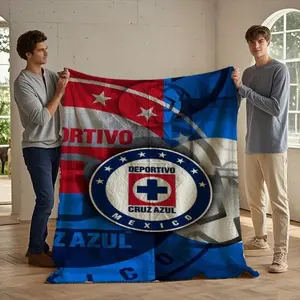 Cruz Azul Themed Flannel Fleece Blanket - Cozy Chic, Digital Figure Print, Lightweight All-Season, Ideal for Bed & Outdoor Use, Decorative Giftable for Teens, Soft Throw Blanket, Cozy Chic Blanket, Decorative Giftable Blankets