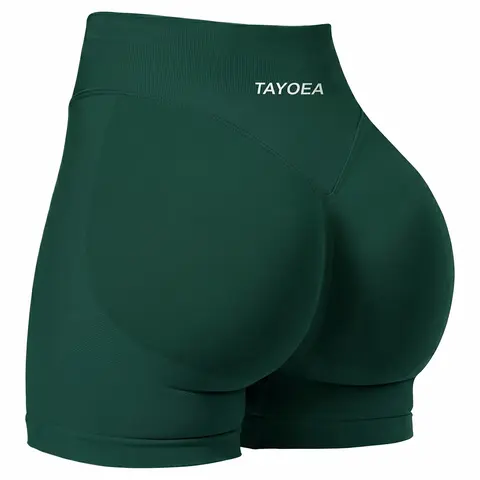 TAYOEA Women's Seamless High-Waisted Yoga Shorts, Athletic Training Shorts, Seamless Workout Shorts, Tight-Fit Activewear, Stretchy Fabric, Ideal for Fitness, Running, Indoor & Outdoor Wear, Solid Color