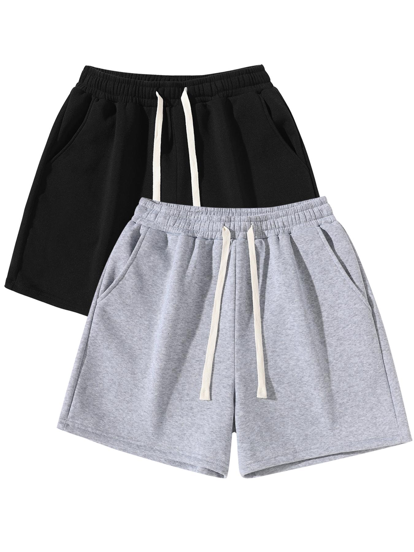 Men's Solid Color Drawstring Waist Shorts, Regular Fit Casual Comfy Breathable Shorts for Daily Wear, Men's Bottoms for All Seasons, Everyday Short Shorts, Homewear, Loungewear