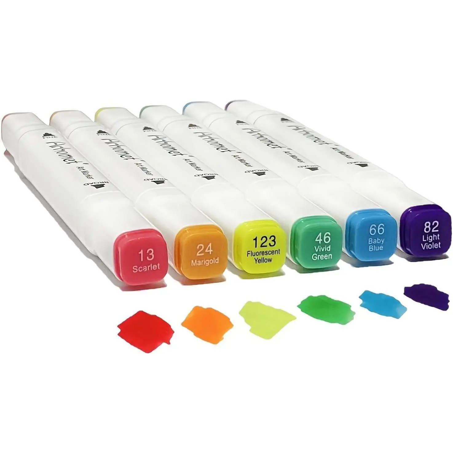 6-Count Multicolor Double-Tipped Art Markers - Angular Shape, Cap Colors, Acrylic Markers for Sketching, Drawing, Beginners (Under $6)