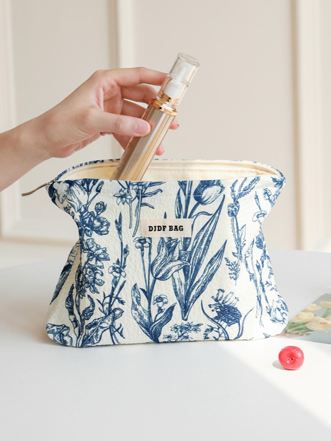 Floral Pattern Makeup Bag, Vanity Bag, Large Capacity Cosmetic Storage Bag, Zipper Makeup Organizer Pouch, Versatile Storage Bag for Travel & Daily Use, Cosmetics Organizer