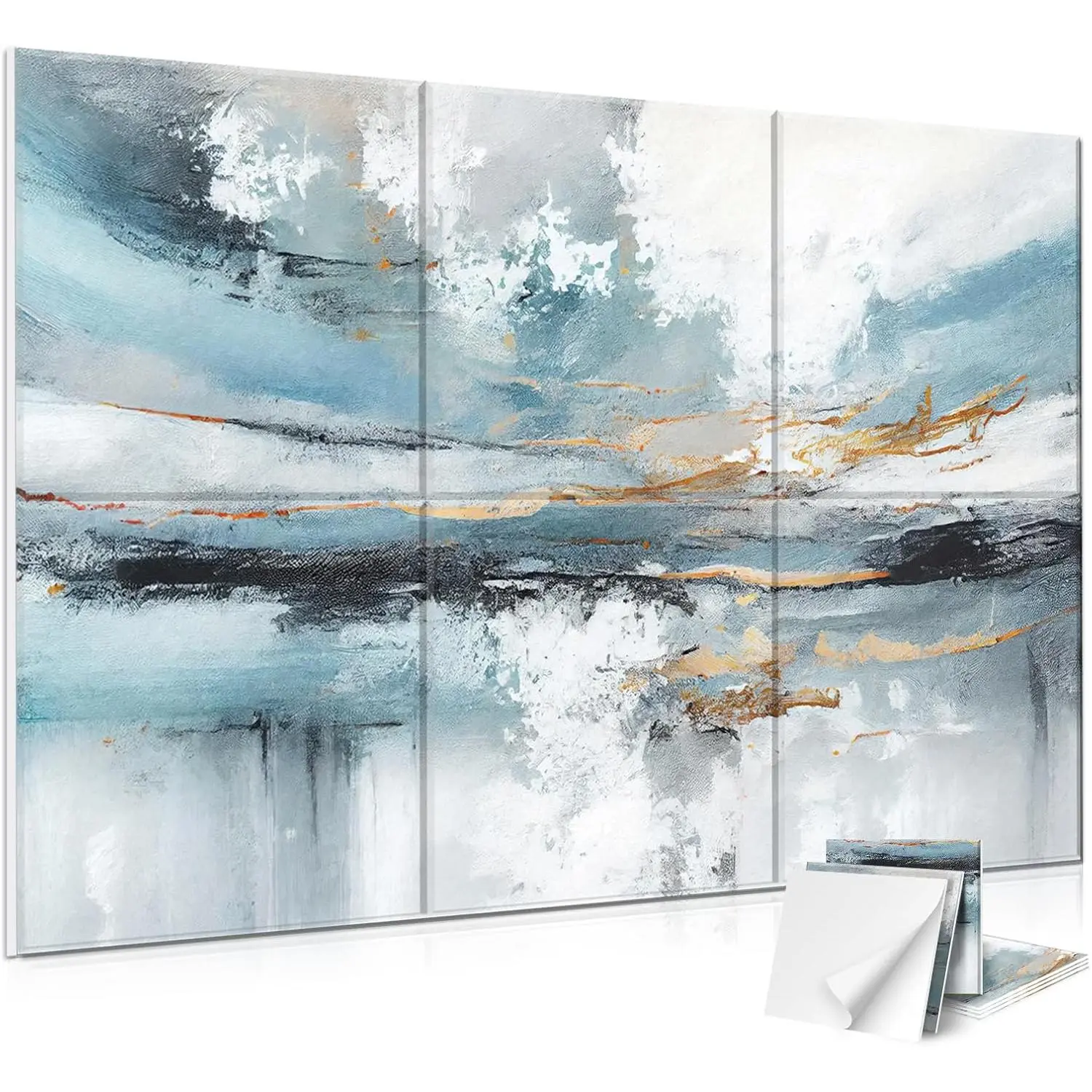6 Pack Art Acoustic Panels, 72×48Inches Soundproof Wall Panels, Large Self-Adhesive Wall Panels, Decorative Sound Absorbing Panels, Sound Panels for Recording Studio, Living Room(Lake of the Sky)