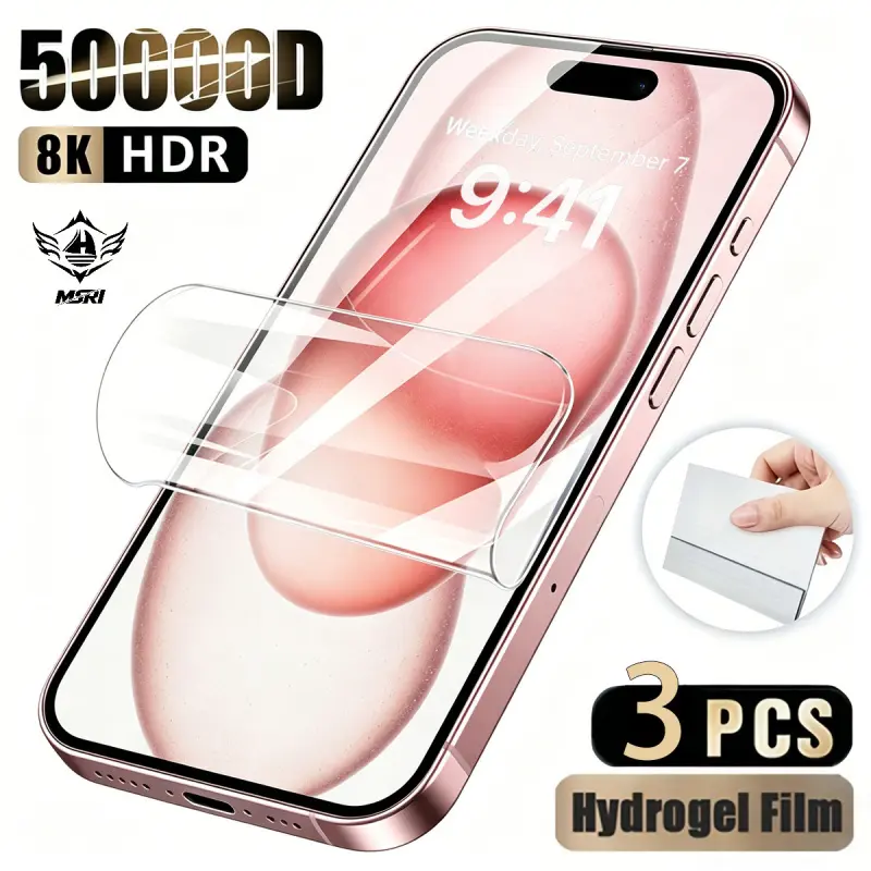3pcs (hydrogel high-definition) mobile phone screen hydrogel protective film, full-screen coverage, anti-fingerprint, easy to clean, comes with installation tools, suitable for iPhone X, XS, 11, 12, 13, 14, 15, 16 Plus, 16e, 17 Air, 17pro max and other mo