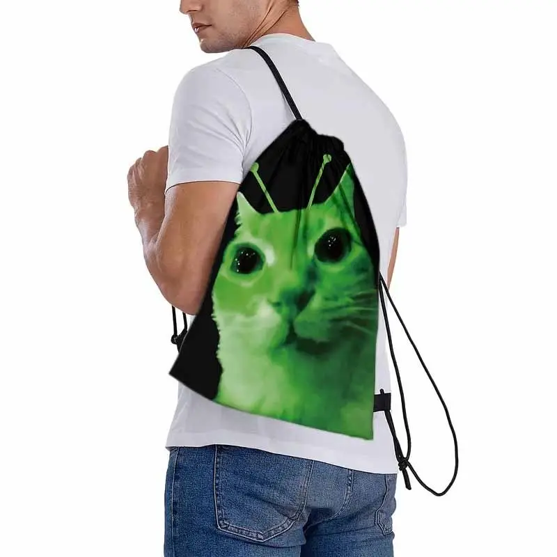 1pc Cute Alien Cat & Alien Print Backpack - Oxford Softshell Gym with Pockets, Adjustable Strap & Accent - Bookbag for & (Machine-Washable) - Travel, Yoga (Multicolor)