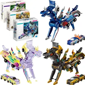 Magnetic 2-in-1 Transforming Car Toy for Kids – Unicorn & Dinosaur Robot, DIY Impact Deformation Racing Educational Gift