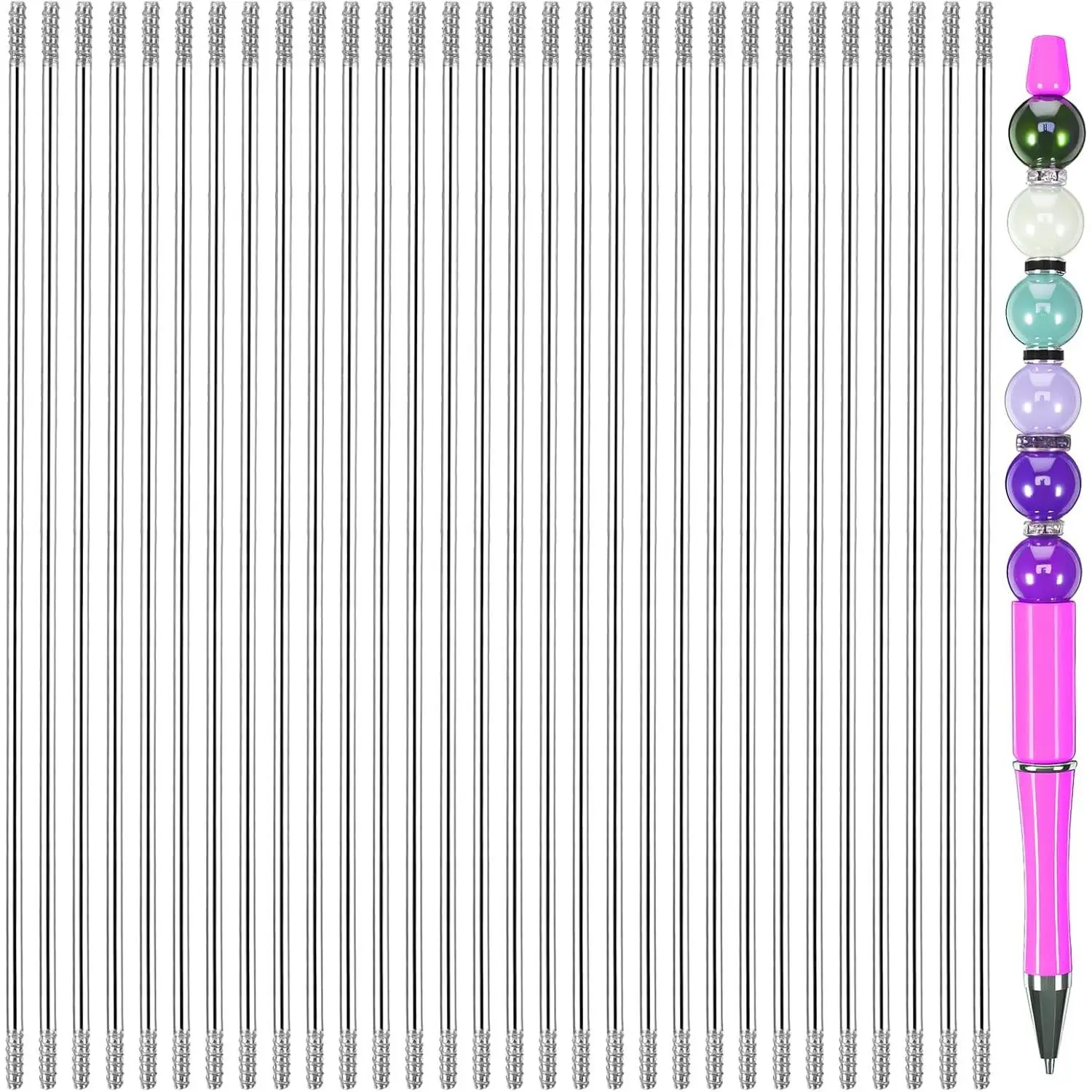 30 count Pen Extenders for Beadable Pens,4.6 Inch Stainless Steel DIY Beaded Pens Extender Rods, Beadpen Bar Extender  for Repair Craft Making Office Supplies Gifts