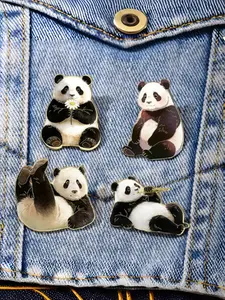 LYRA PIN 4-Piece Set Cute Panda Brooches, Chinese Style Cartoon Metal Pins, Gift for Friends, National Trend Creative Accessories