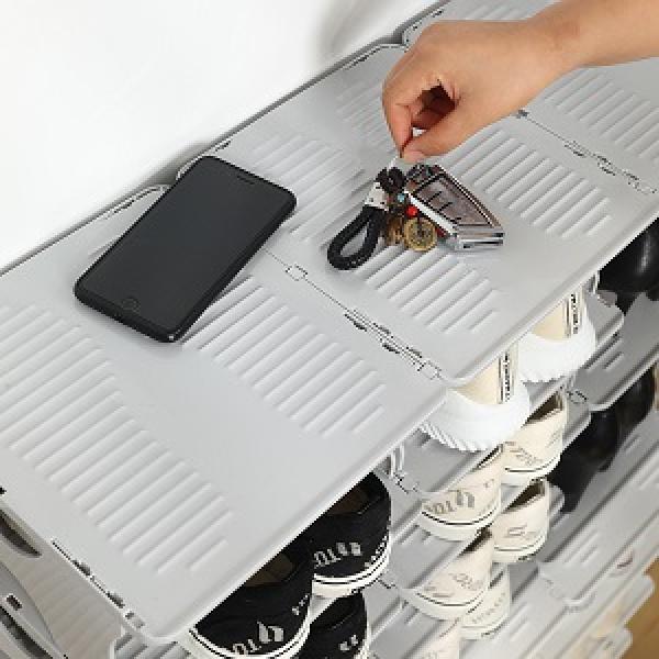 6-Tier Shoe Rack, Stackable Storage Organizer for Bedroom Entry, Adjustable Rack, Shoe Slots Shelf, Easy Tower Rack, Grey