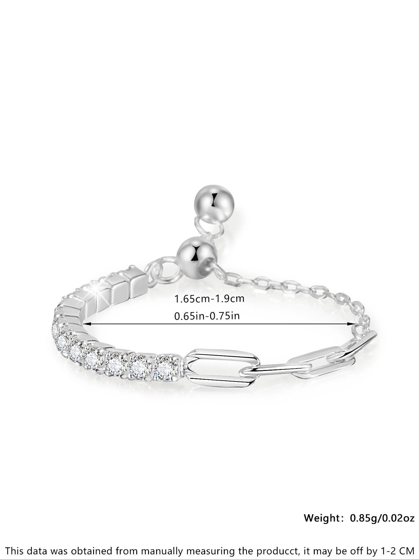 S925 Sterling Silver Adjustable Chain Ring, Fashion Jewelry for Party, Daily Clothing Decor, Trendy All-match & Exquisite Jewelry for Birthday Gift, Adjustable Rings