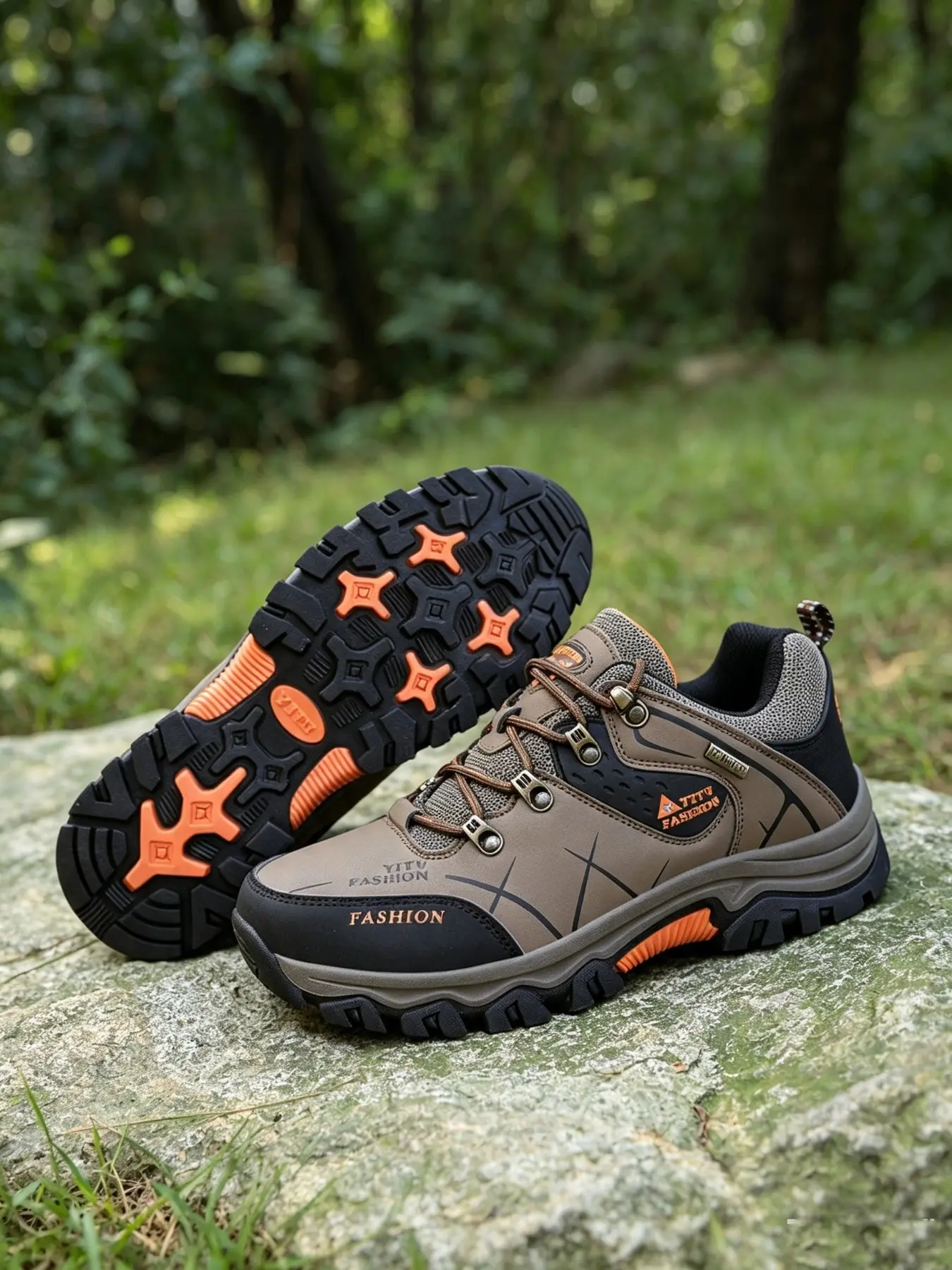Men's Outdoor Durable Hiking Shoes, Scratch-Resistant Waterproof Fabric, Breathable Mesh Lining, Rugged Anti-Slip Sole, Sizes 39-47
