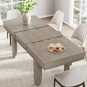 Garvee Extendable Dining Room Table 63-86.6 in for 6-10 People, Farmhouse Style Kitchen Table with Sturdy Wooden Frame, Large Rectangular Design Ideal for Dining Room and Kitchen
