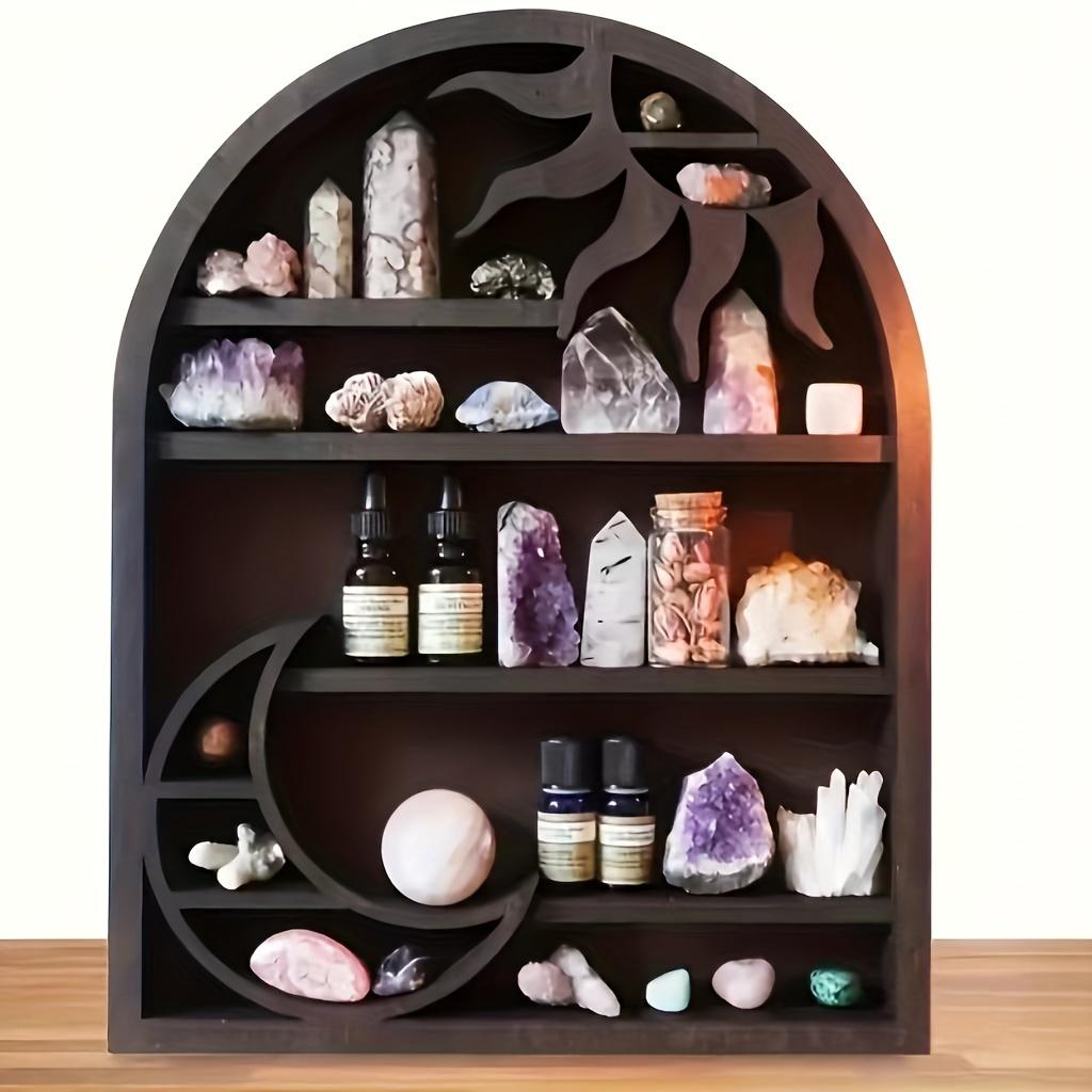 Wooden Crystal Display Rack, Multi-functional Witch Stone & Essential Oil Rack, Creative Multi-layer Storage Organizer for Home Decor, Display Shelf