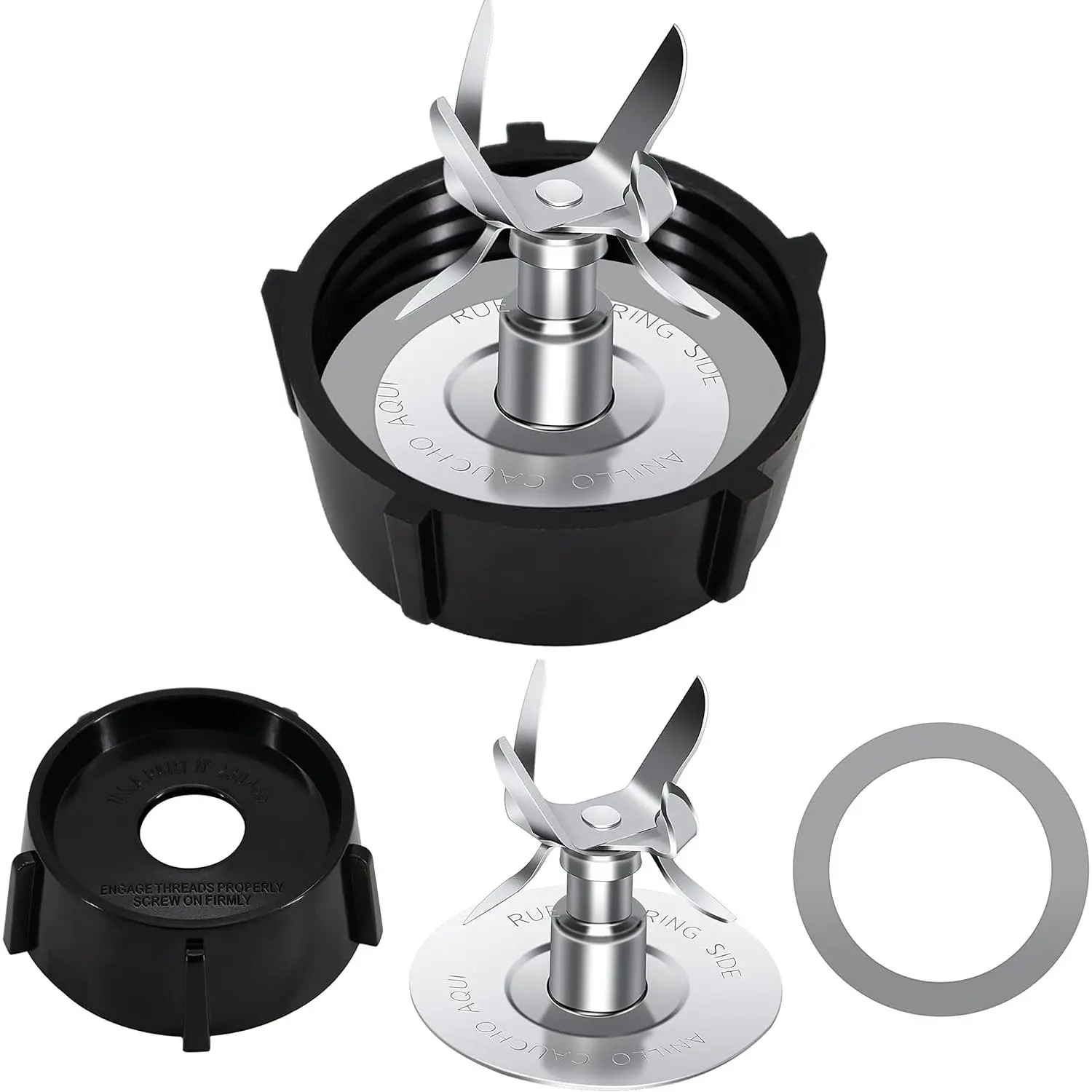 Replacement Parts Compatible with Oster Osterizer Blender Blade with Rubber Seal Gasket & 4902 Jar Bottom - 6 Point Fusion Blade 4980
