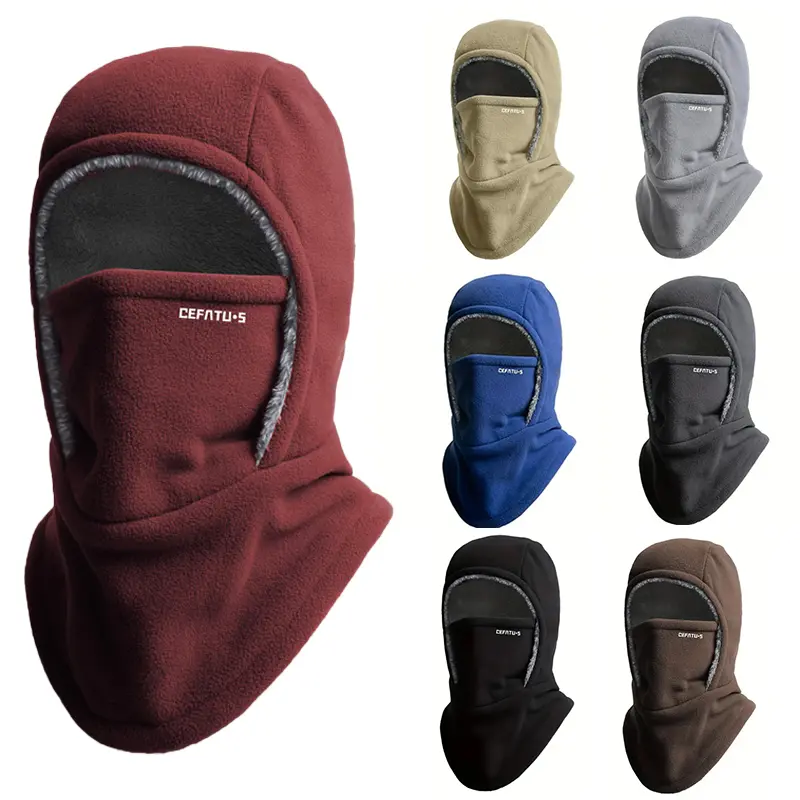 Autumn/Winter Outdoor Thermal Hat/Head Cover/All-in-One Hat with Face Mask, Outdoor Thermal Pullover Hat, Unisex Plush-Lined Thickened Face-Covering All-in-One Hat, Outdoor Leisure Hat, Suitable for Outdoor Sports, Skiing